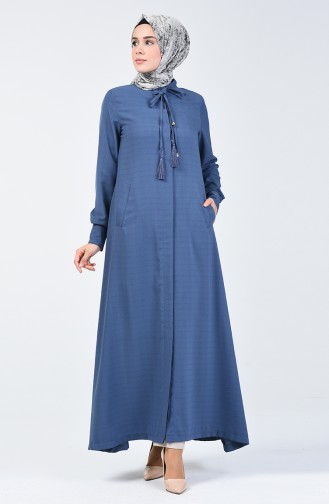 Abaya Détail Franges 6756A-05 İndigo 6756A-05