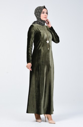 فستان مخمل كاكي 5120-02