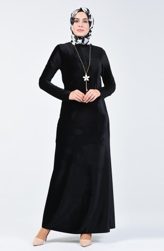 فستان مخمل أسود 5120-03