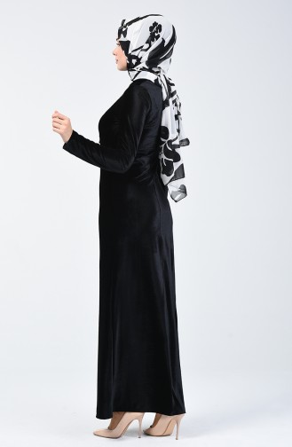 Kadife Elbise 5120-03 Siyah