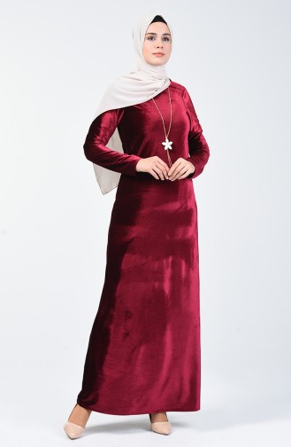 فستان مخمل أحمر كلاريت 5120-04