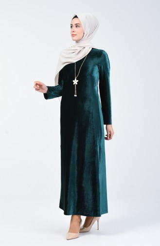 فستان مخمل أخضر زمردي 5120-06