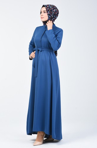 فستان بتفاصيل أزرار نيلي 1425-03