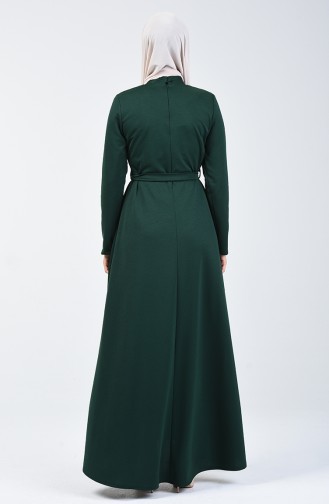 فستان بتفاصيل أزرار أخضر زمردي 1425-04