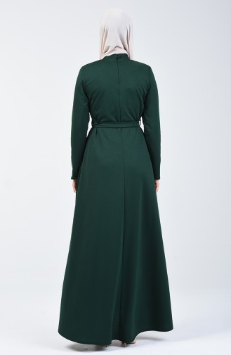 Button Detailed Dress 1425-04 Emerald Green 1425-04