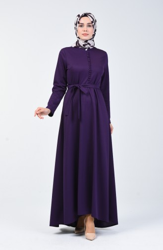 Button Detailed Dress 1425-05 Purple 1425-05