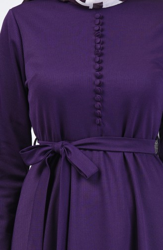Button Detailed Dress 1425-05 Purple 1425-05