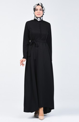 فستان بتفاصيل أزرار أسود 1425-06
