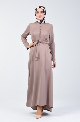 Button Detailed Dress 1425-07 Mink 1425-07