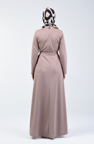 فستان بتفاصيل أزرار بني مائل للرمادي 1425-07
