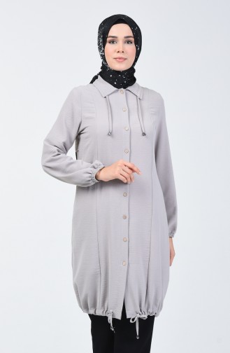 Düğmeli Tunik 1404-02 Gri