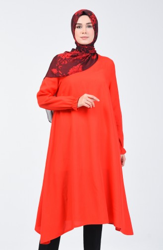 Kolu Lastikli Asimetrik Tunik 1361TNK-01 Kırmızı