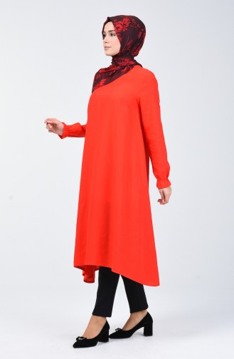 Kolu Lastikli Asimetrik Tunik 1361TNK-01 Kırmızı