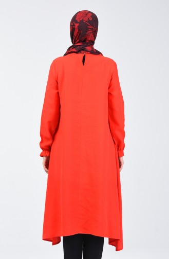 Kolu Lastikli Asimetrik Tunik 1361TNK-01 Kırmızı