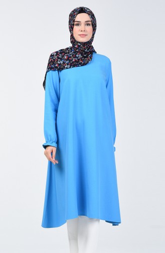 Asymmetrische Tunika mit elastischer Arm  1362TNK-05 Blau 1362TNK-05