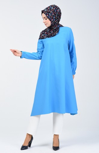 Asymmetrische Tunika mit elastischer Arm  1362TNK-05 Blau 1362TNK-05