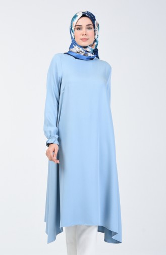 Asymmetrische Tunika mit elastischer Arm  1362TNK-06 Babyblau 1362TNK-06