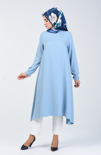 Asymmetrische Tunika mit elastischer Arm  1362TNK-06 Babyblau 1362TNK-06