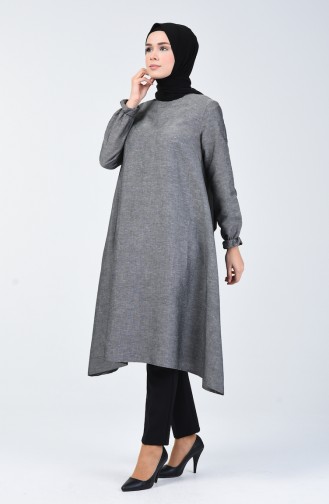 Elastic Sleeve Asymmetric Tunic 1363TNK-01 Smoked 1363TNK-01