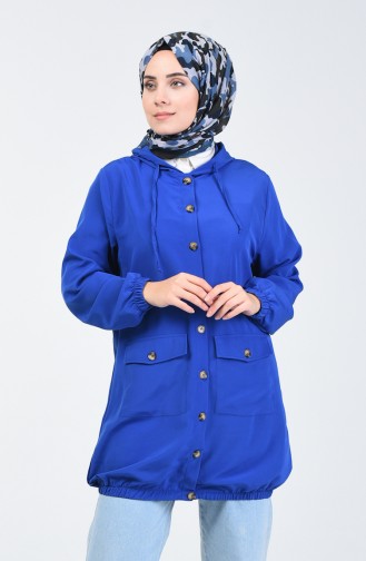 Kapüşonlu Düğmeli Tunik 1303-03 Saks