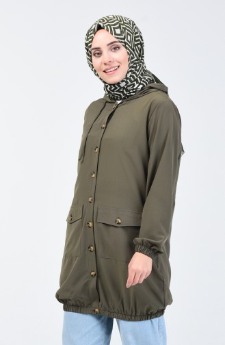 Tunique Boutonnée à Capuche 1303-04 Khaki 1303-04