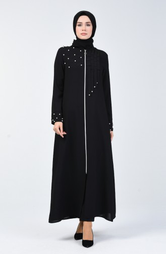 Perlen Abaya 1217-02 Schwarz 1217-02