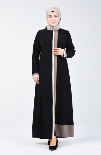 Abaya à Fermeture Grande Taille 0129-02 Noir 0129-02
