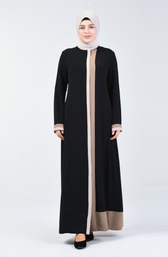 Grösse Grosse Abaya mit Reissverschluss 0129-03 Schwarz Nerz 0129-03