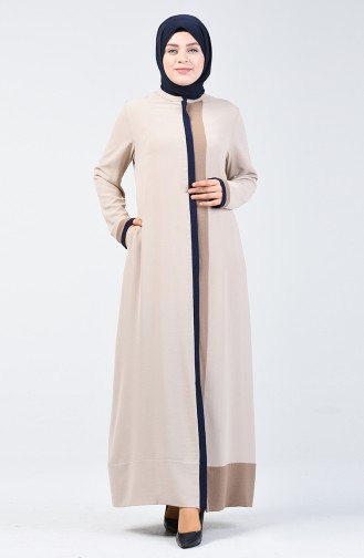 Grösse Grosse Abaya mit Reissverschluss 0129-06 Beige 0129-06