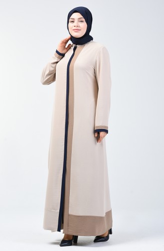 Grösse Grosse Abaya mit Reissverschluss  0129-06 Beige 0129-06