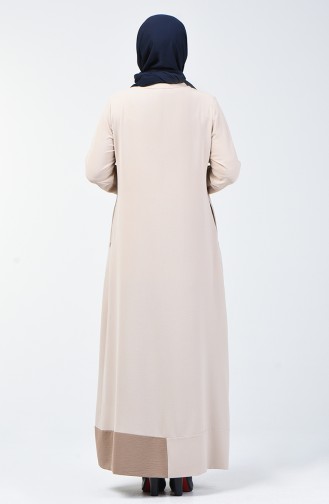 Grösse Grosse Abaya mit Reissverschluss 0129-06 Beige 0129-06