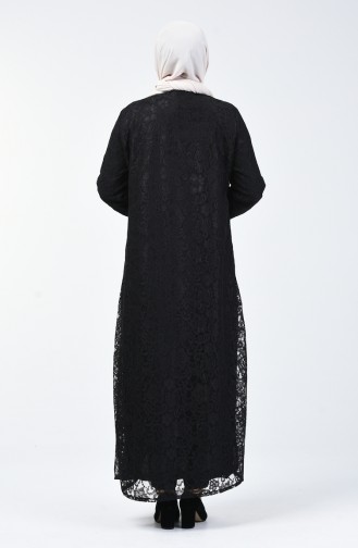 Grösse Grosse Abenkleid Abaya mşt Spitzen 0390-01 Schwarz 0390-01