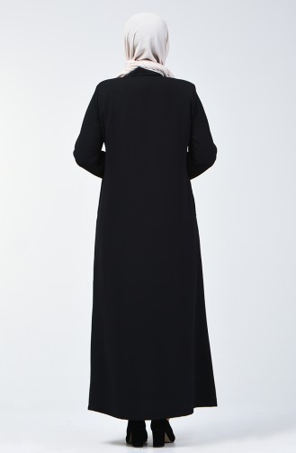 Abaya de Soirée à Dentelle Grande Taille 5500-01 Noir 5500-01