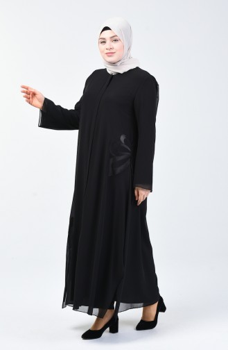 Abaya de Soirée Grande Taille 8049-01 Noir 8049-01