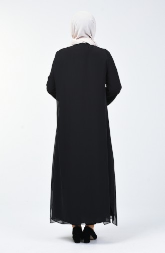 Abaya de Soirée Grande Taille 8049-01 Noir 8049-01