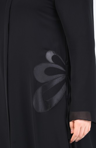 Abaya de Soirée Grande Taille 8049-01 Noir 8049-01