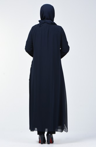 Abaya de Soirée Grande Taille 8049-02 Bleu Marine 8049-02