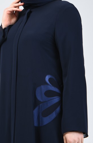 Abaya de Soirée Grande Taille 8049-02 Bleu Marine 8049-02