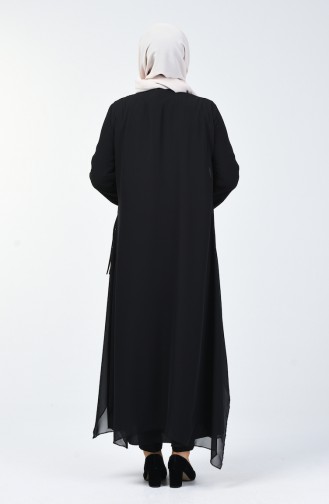 Abaya de Soirée Grande Taille 8049A-01 Noir 8049A-01