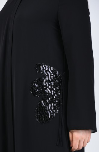 Abaya de Soirée Grande Taille 8049A-01 Noir 8049A-01