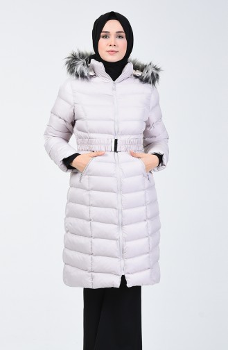 Hooded Quilted Coat 1406-02 Stone 1406-02
