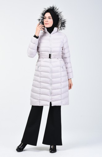 Hooded Quilted Coat 1406-02 Stone 1406-02