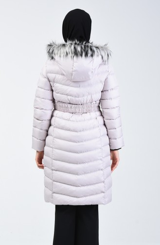 Hooded Quilted Coat 1406-02 Stone 1406-02