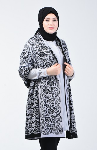 Knitwear Patterned Shawl 1009g-06 Black Gray 1009G-06