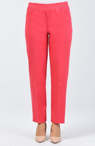Beli Lastikli Düz Paça Pantolon 3152PNT-01 Mercan