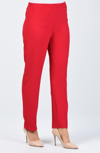 Beli Lastikli Düz Paça Pantolon 3159PNT-01 Bordo