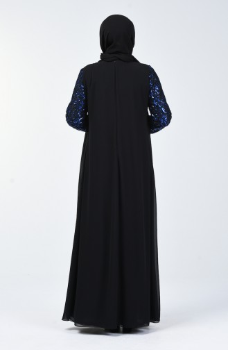 Robe de Soirée Pailletée Grande Taille 1315-02 Noir Bleu Roi 1315-02