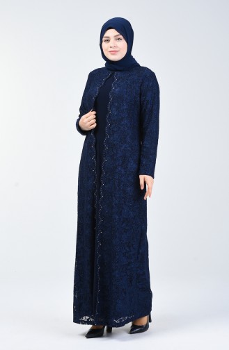 Dunkelblau Hijab-Abendkleider 6004A-01