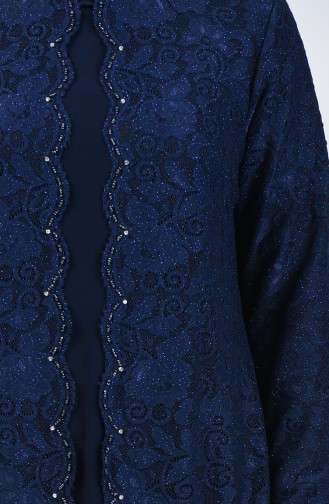 Robe de Soirée à Paillettes Grande Taille 6004A-01 Bleu Marine 6004A-01