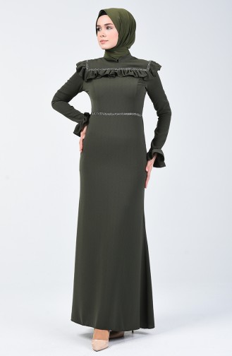 Khaki Hijab-Abendkleider 5256B-03